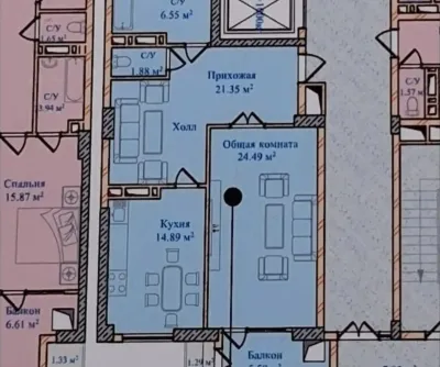 2-комн. квартира, 9 этаж, 80 м², шохмансур — миниатюра 4