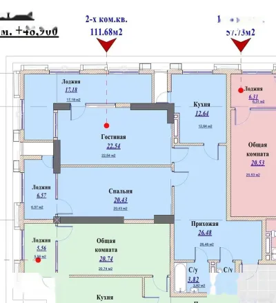 2-комн. квартира, 15 этаж, 111 м², Шохмансур — миниатюра 2