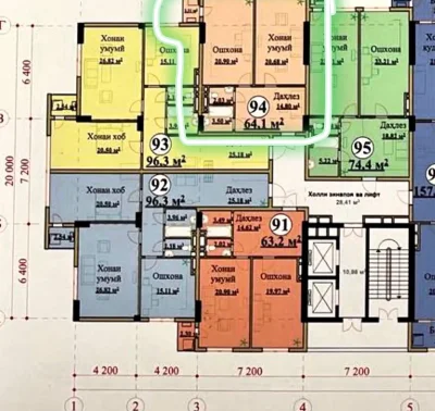 1-комн. квартира, 9 этаж, 64 м², Исмоили Сомони — миниатюра 10