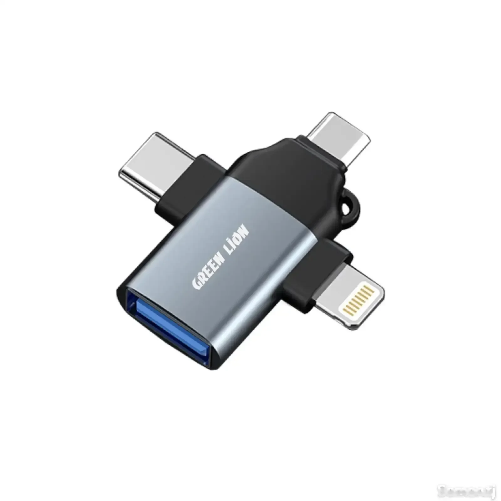 Переходник Green 3 in 1 OTG Lightning Micro Туре-С серый