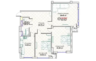 3-комн. квартира, 14 этаж, 116 м², Сомони — миниатюра 3