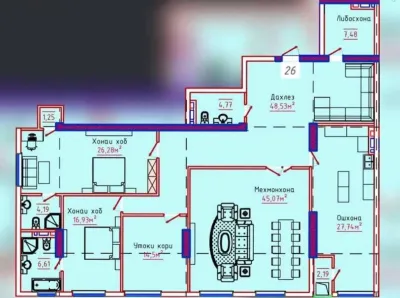 4-комн. квартира, 12 этаж, 207 м², Сино — миниатюра 2