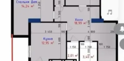 3-комн. квартира, 9 этаж, 107 м², И. Сомони — миниатюра 2