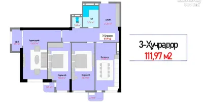 3-комн. квартира, 12 этаж, 112 м², 102мкр — миниатюра 1