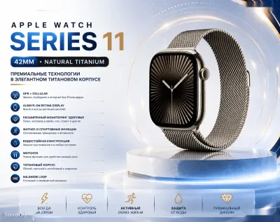 Смарт-часы Apple Watch Series 11 42мм Titanium GPS, Cellular, MF8P4LW
